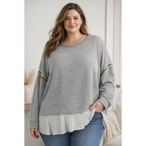 Maeve Stripe Tape Twofer Blouse/Sweatshirt Size 3X